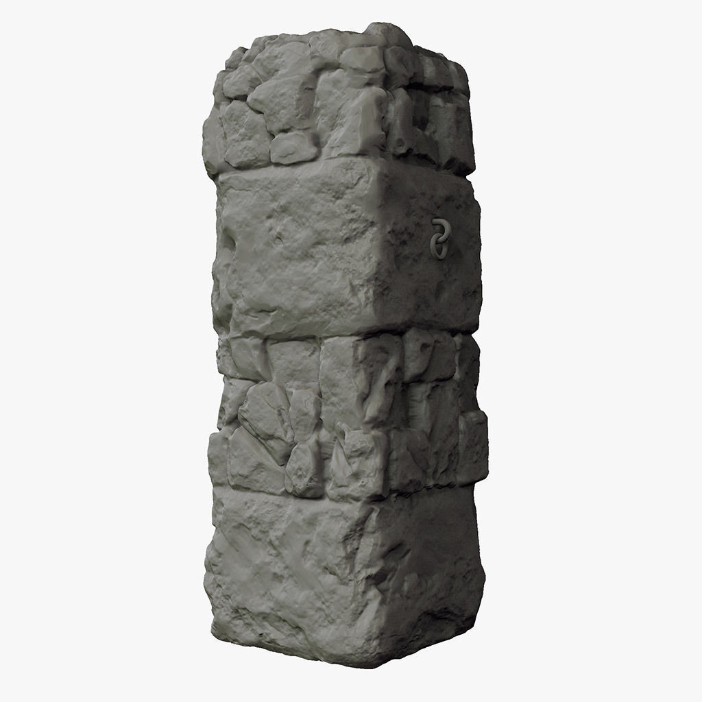 Ancient Pillar High Poly 3D model_7