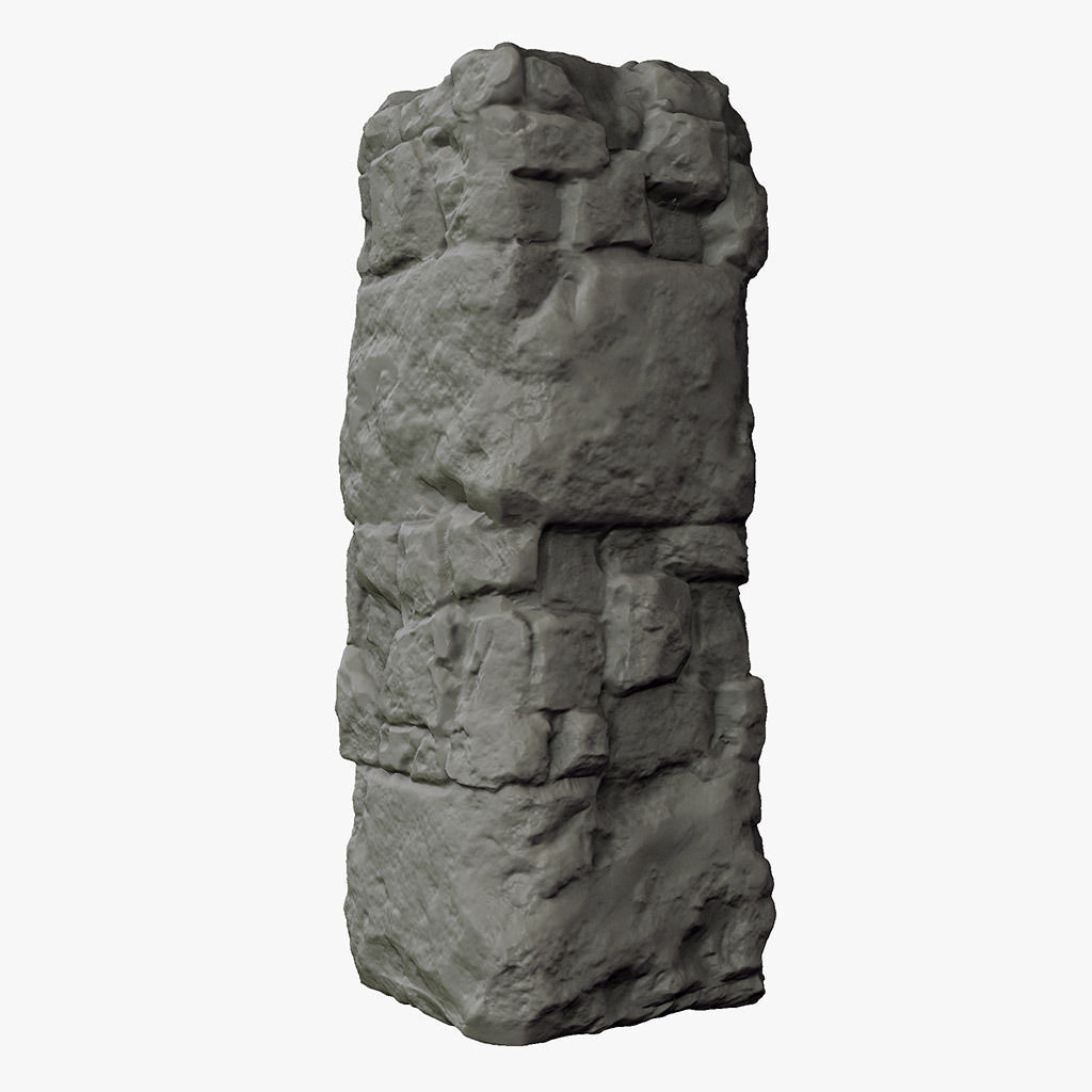 Ancient Pillar High Poly 3D model_9