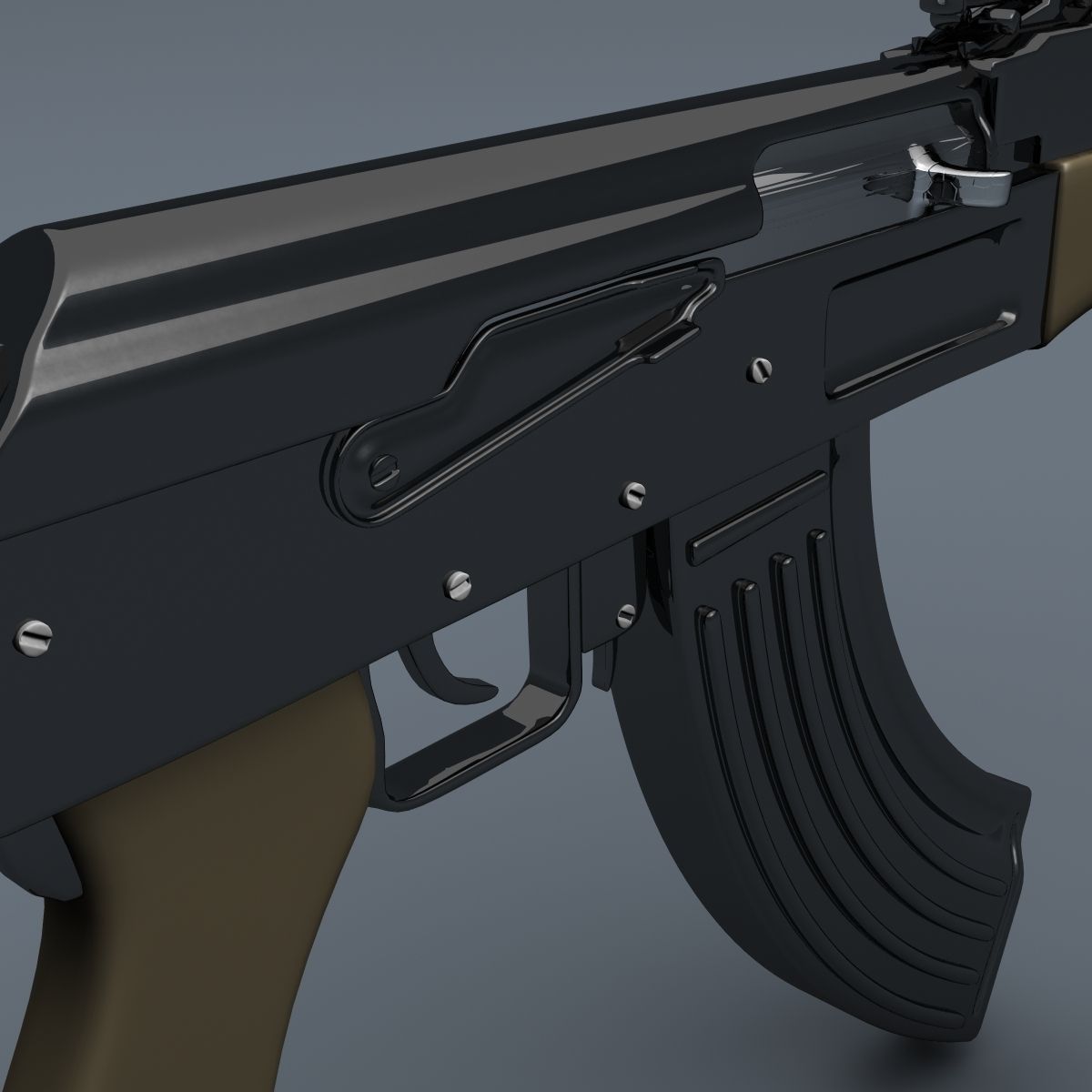 Realistic AK47 Assault Rifle 3D model_7