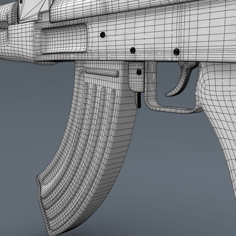 Realistic AK47 Assault Rifle 3D model_6
