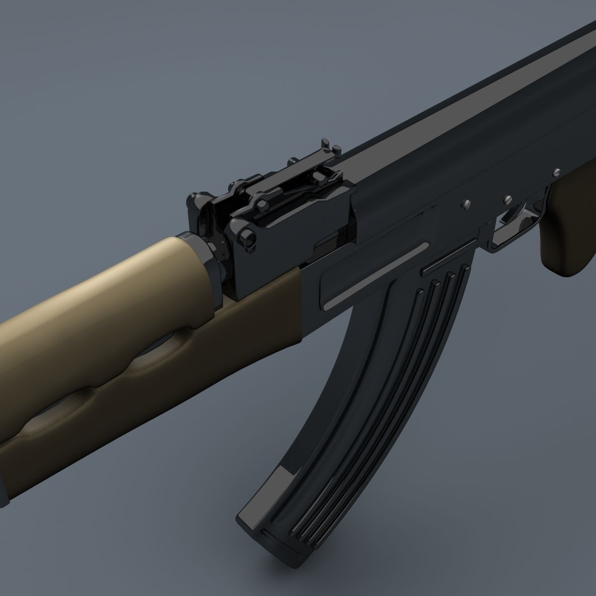 Realistic AK47 Assault Rifle 3D model_2