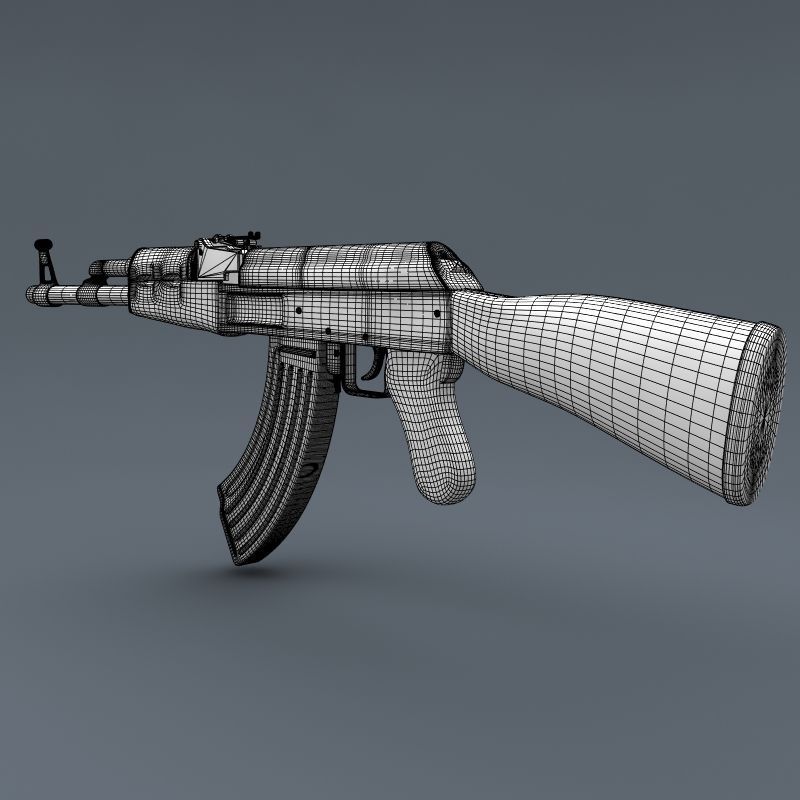 Realistic AK47 Assault Rifle 3D model_14