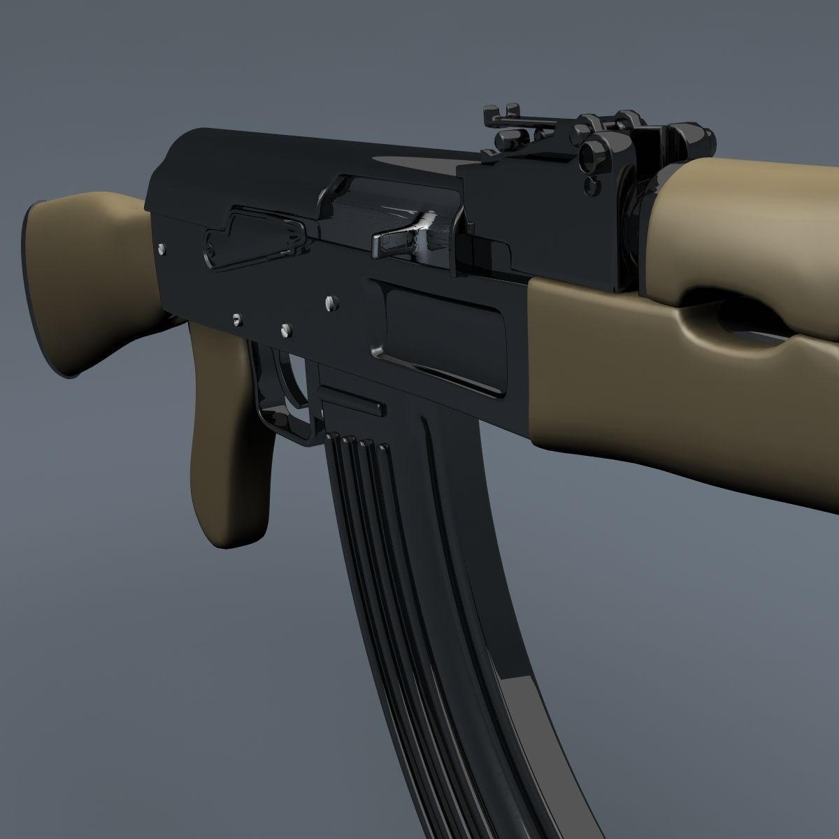 Realistic AK47 Assault Rifle 3D model_9
