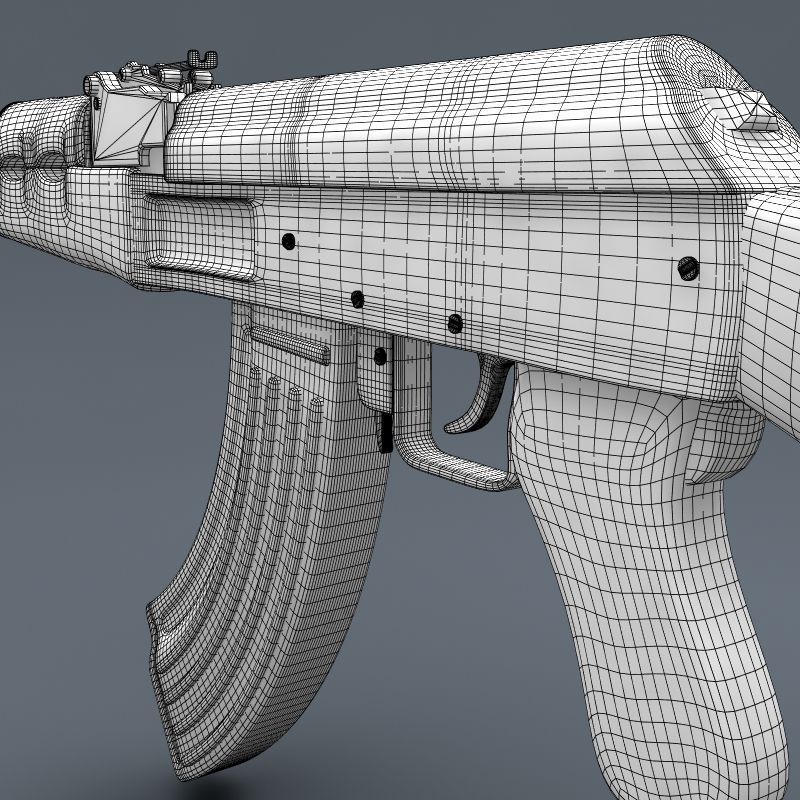 Realistic AK47 Assault Rifle 3D model_3