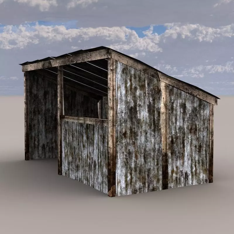 Rusty Old Shack 3D model_0