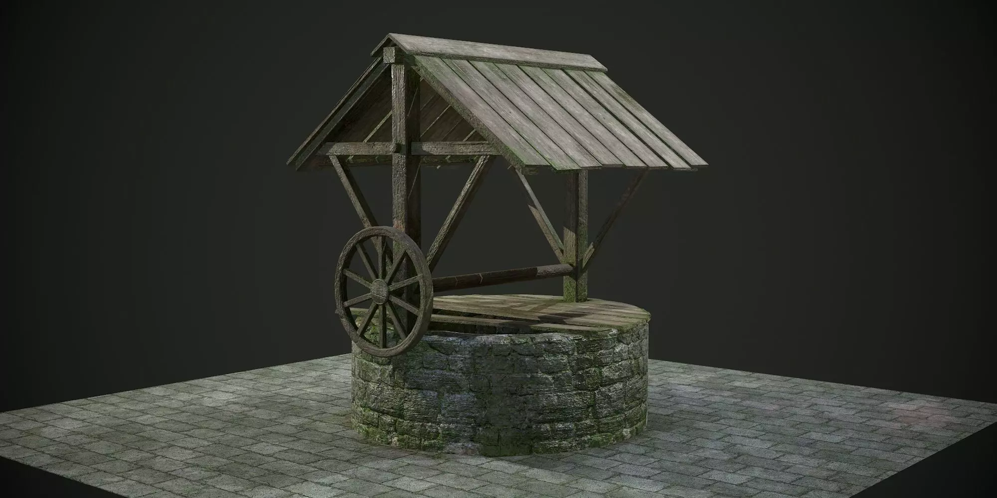 Ancient Stone Well for Games Low-poly 3D model_0