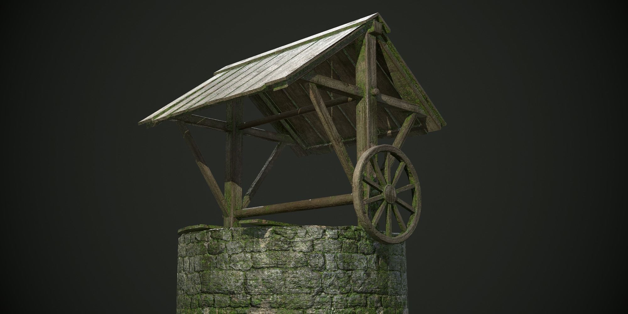 Ancient Stone Well for Games Low-poly 3D model_1