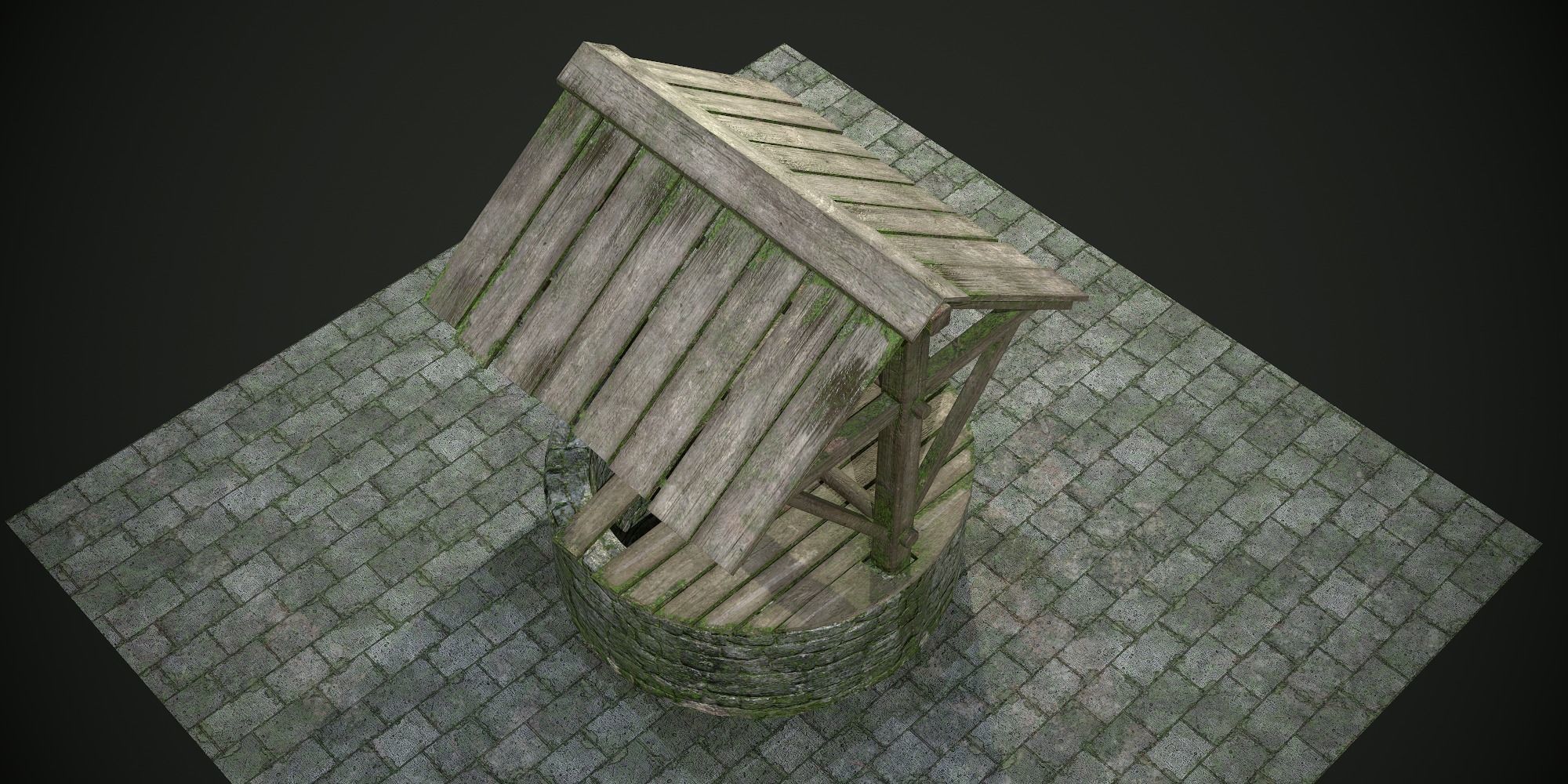 Ancient Stone Well for Games Low-poly 3D model_11