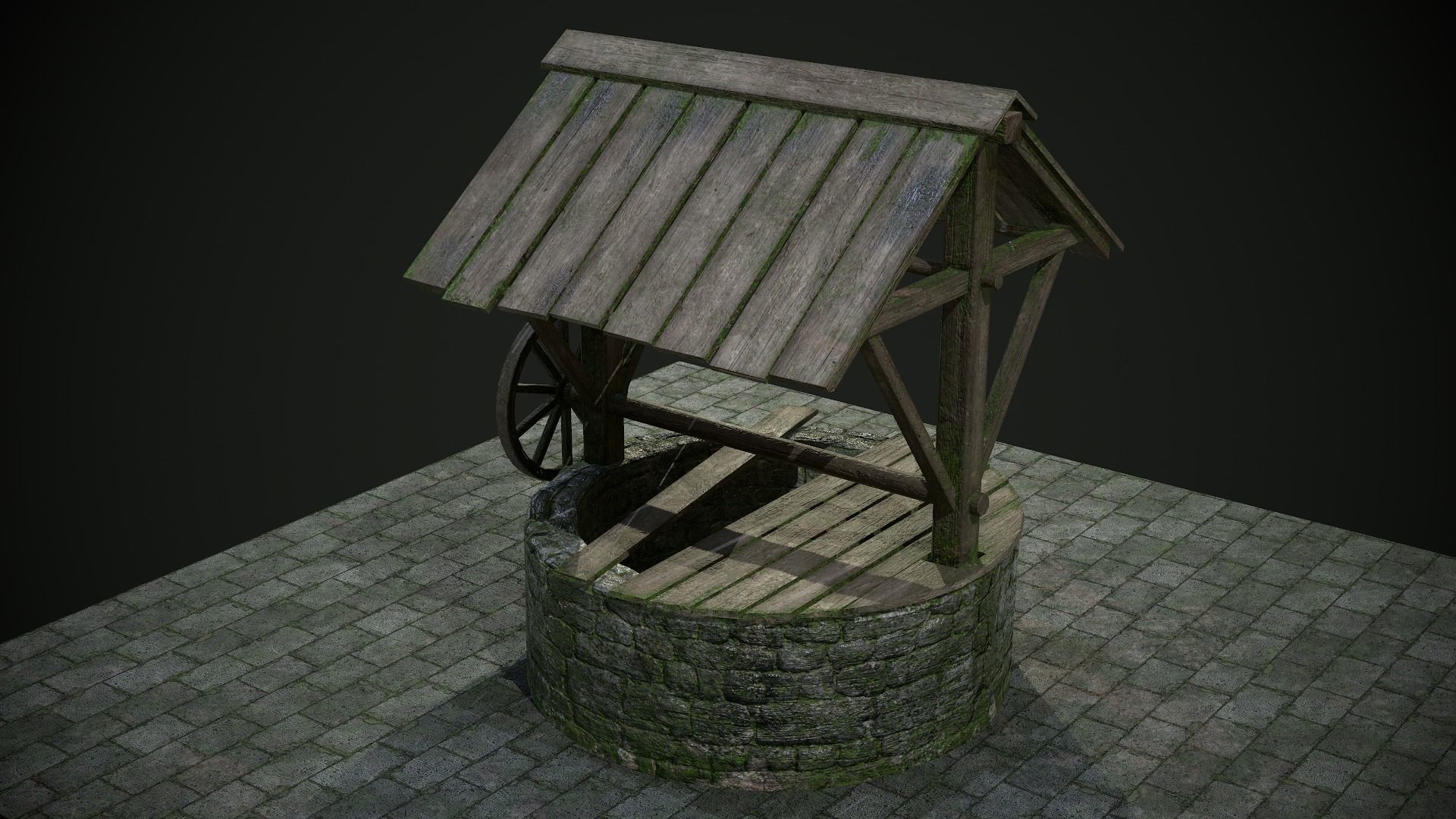 Ancient Stone Well for Games Low-poly 3D model_16