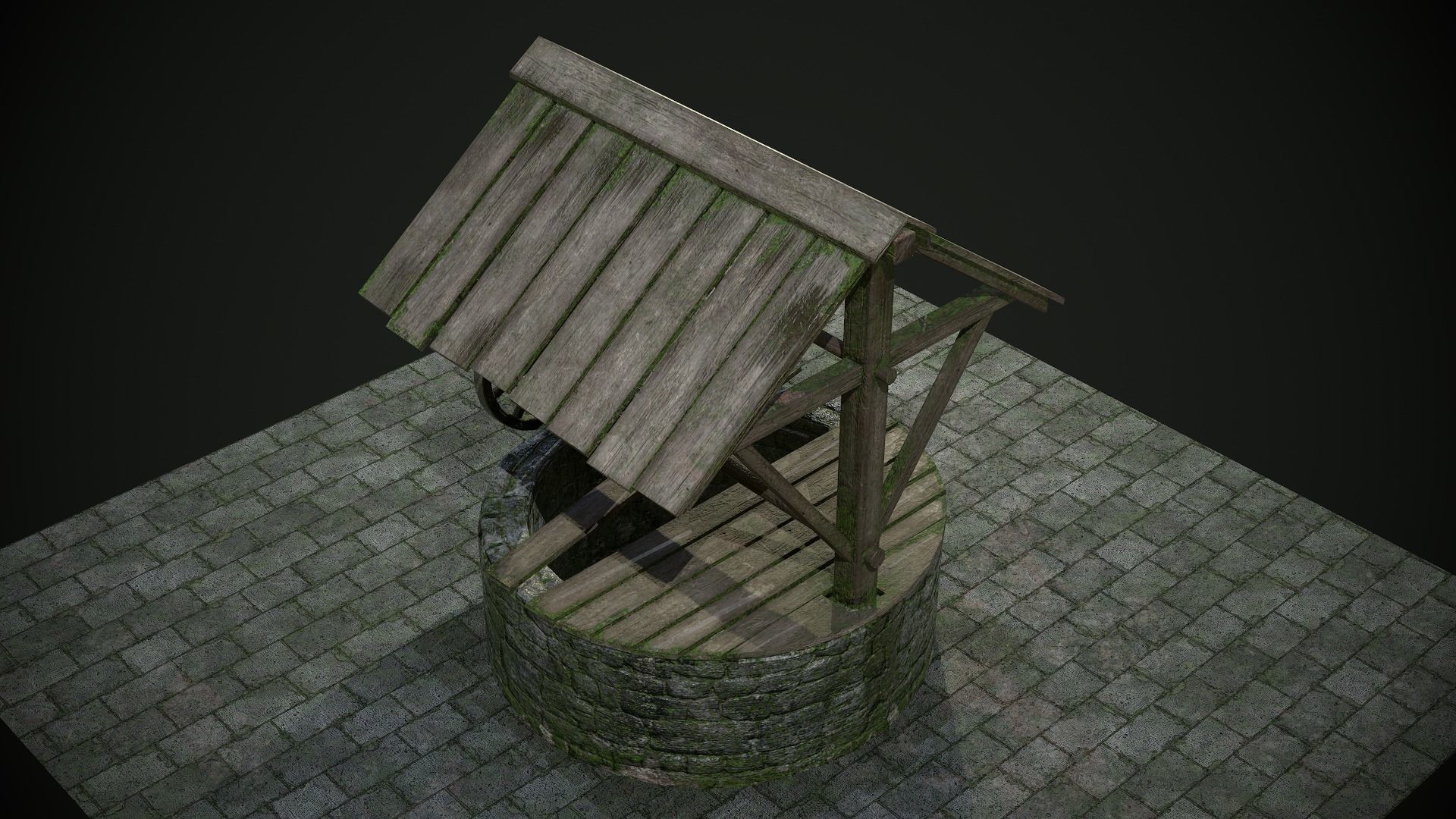 Ancient Stone Well for Games Low-poly 3D model_17