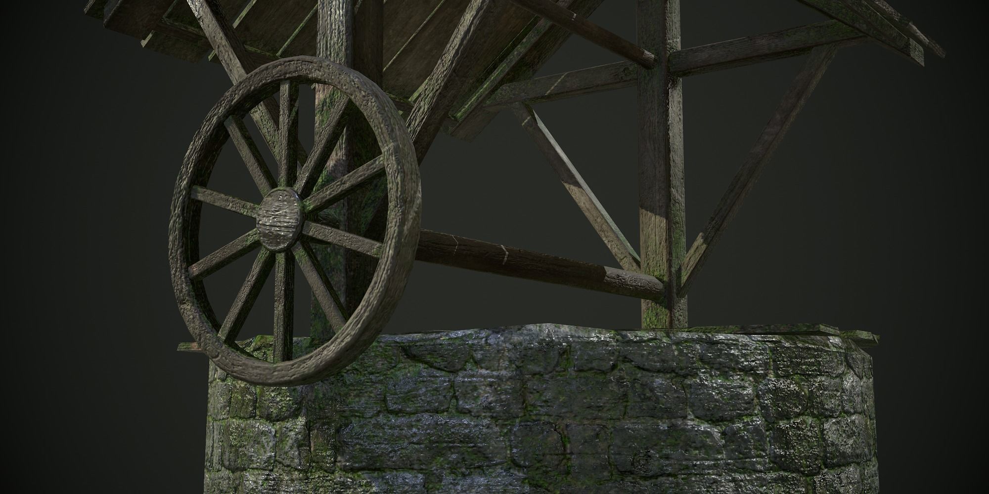 Ancient Stone Well for Games Low-poly 3D model_10