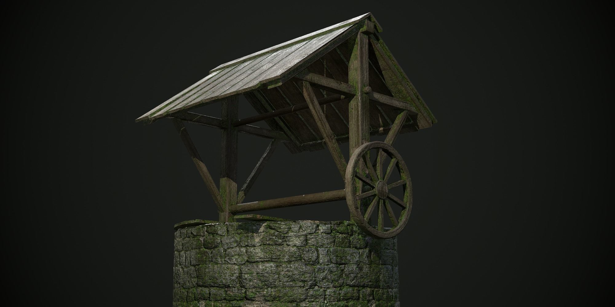 Ancient Stone Well for Games Low-poly 3D model_6