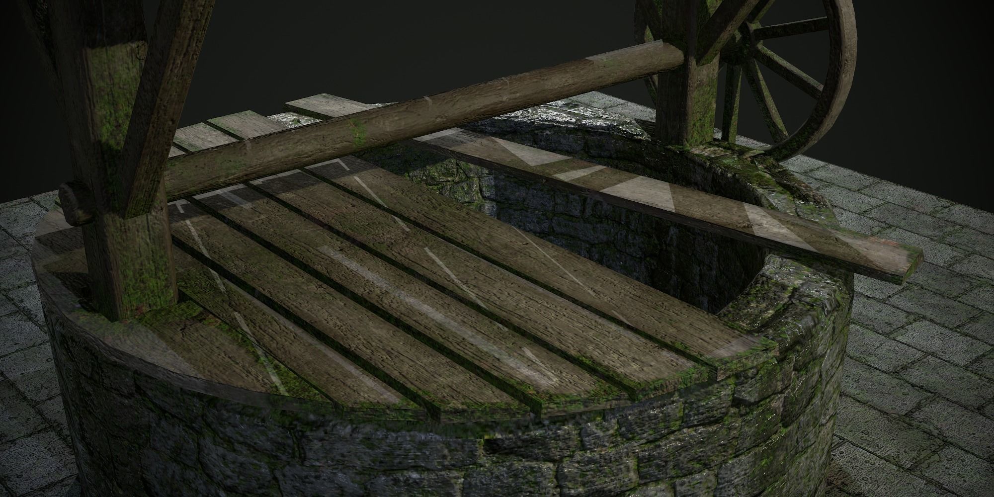 Ancient Stone Well for Games Low-poly 3D model_8
