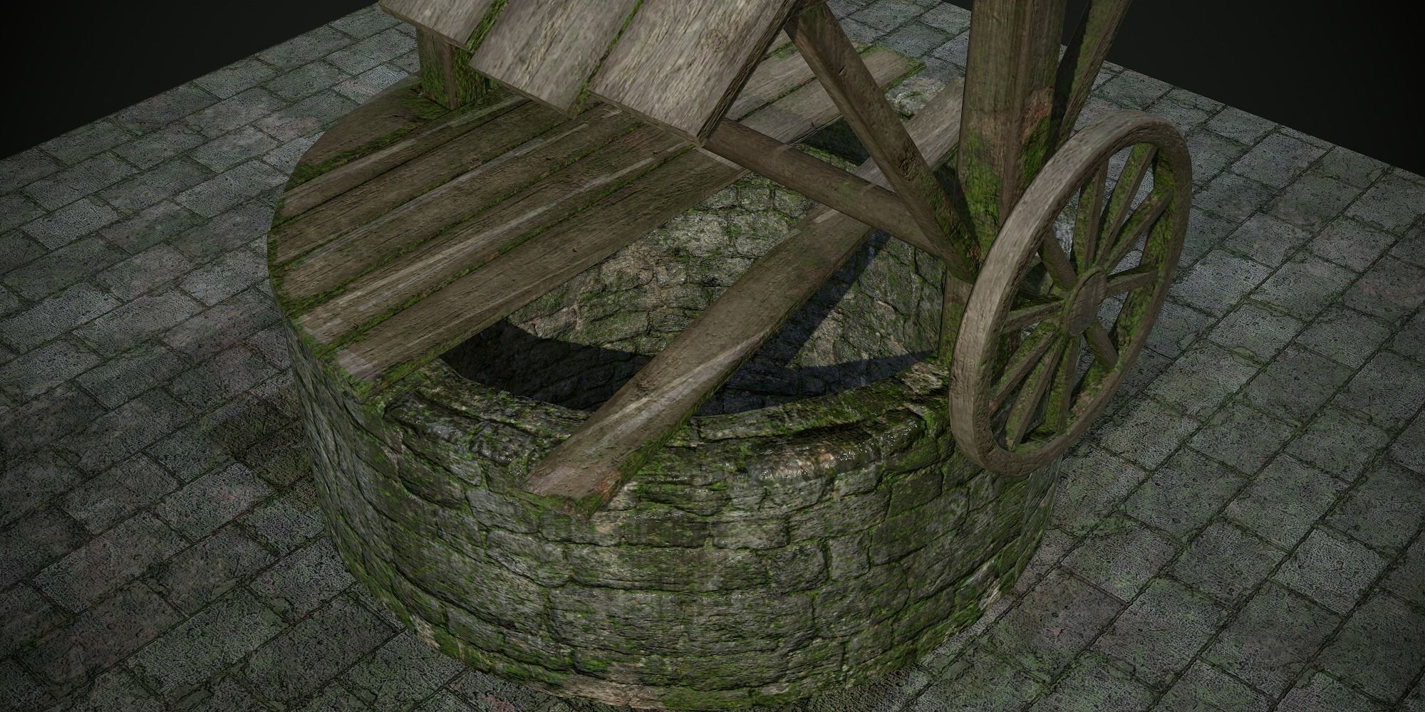 Ancient Stone Well for Games Low-poly 3D model_12