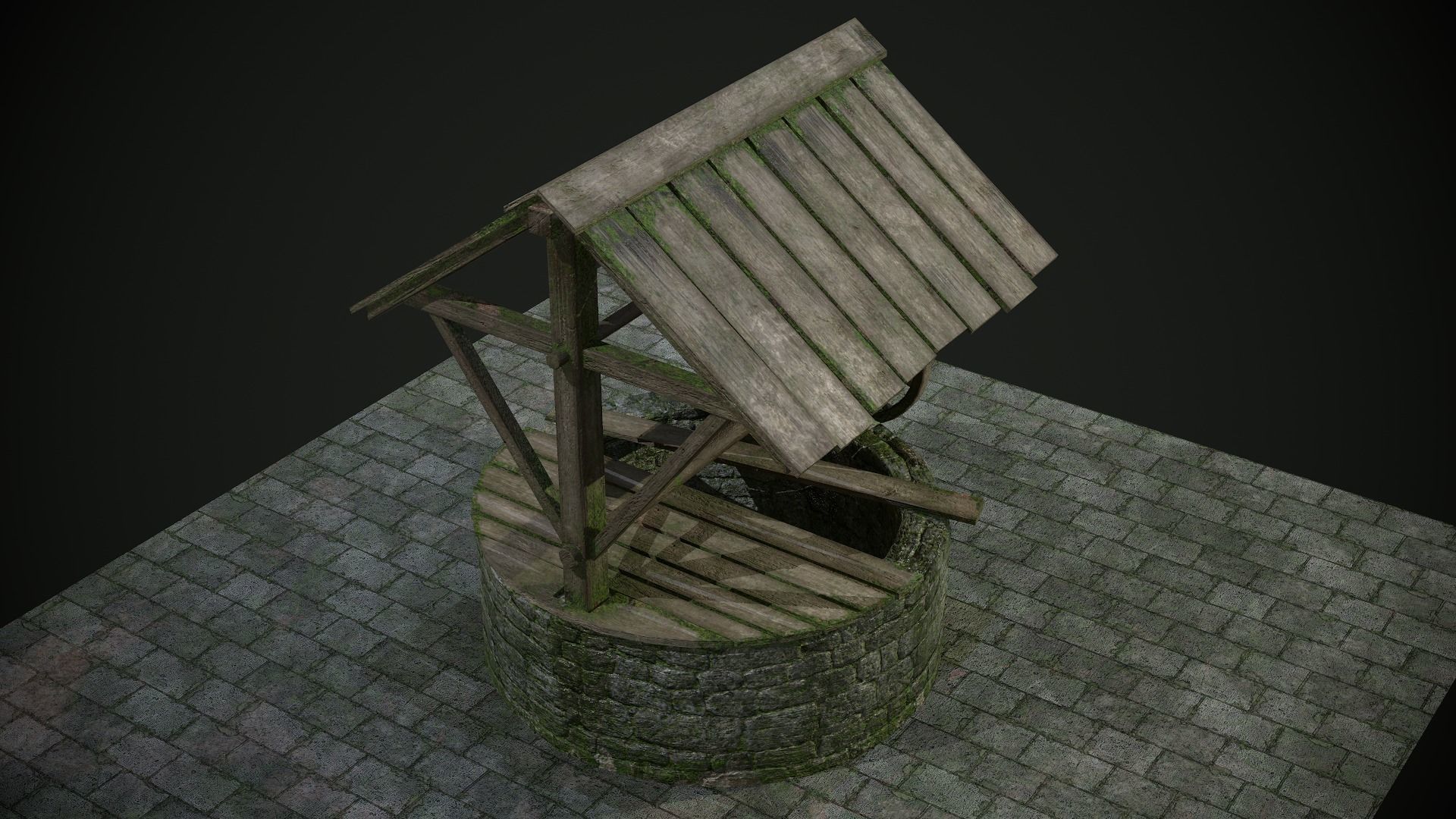 Ancient Stone Well for Games Low-poly 3D model_18