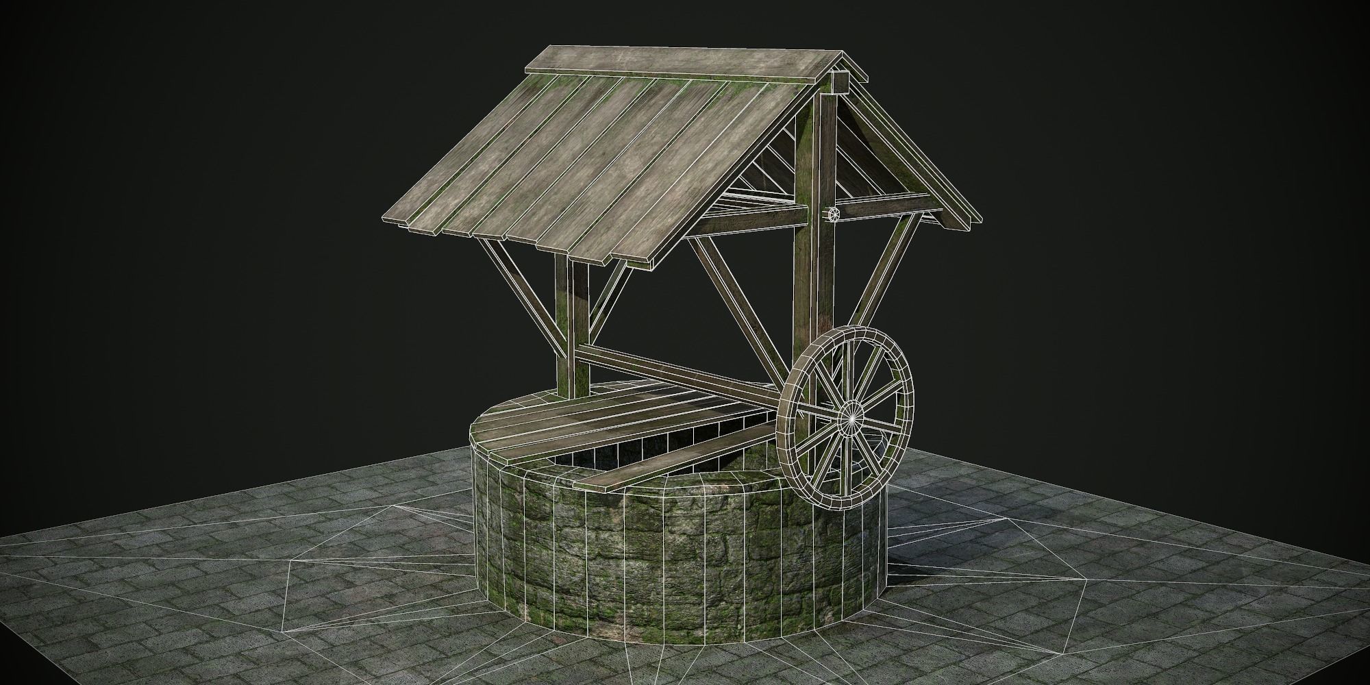 Ancient Stone Well for Games Low-poly 3D model_13