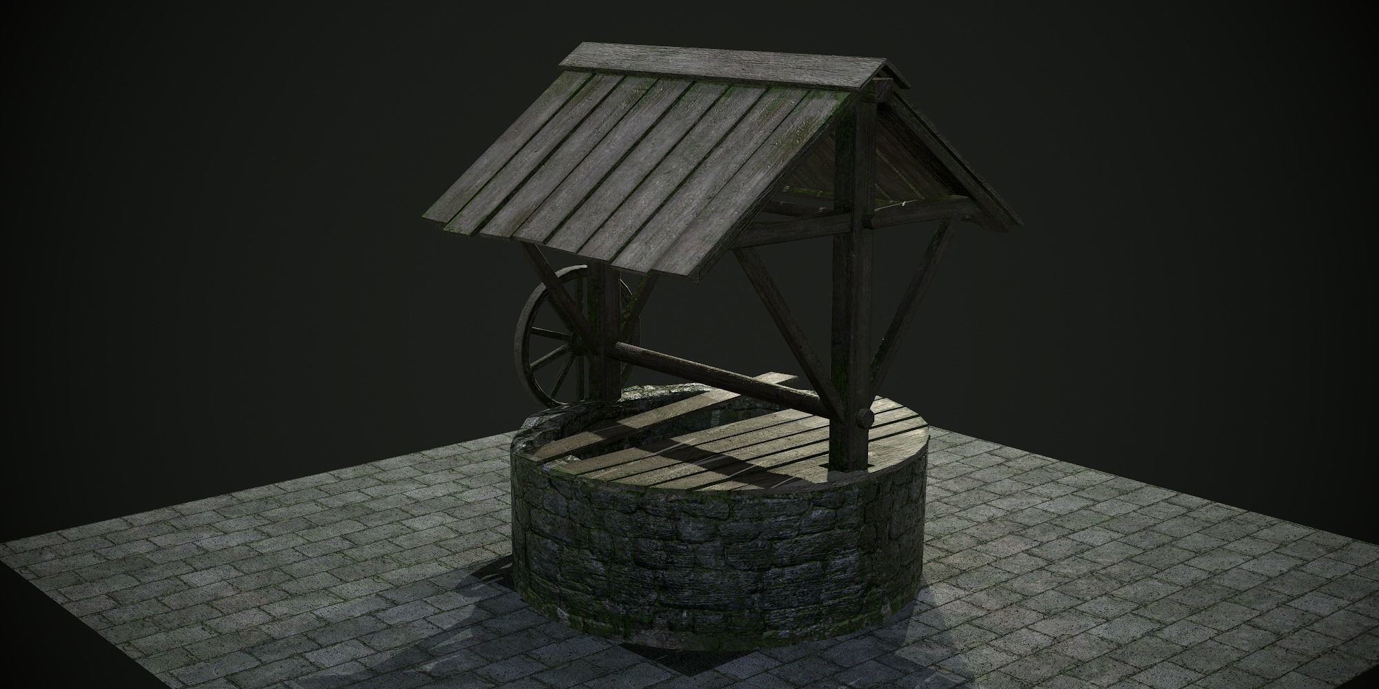 Ancient Stone Well for Games Low-poly 3D model_4