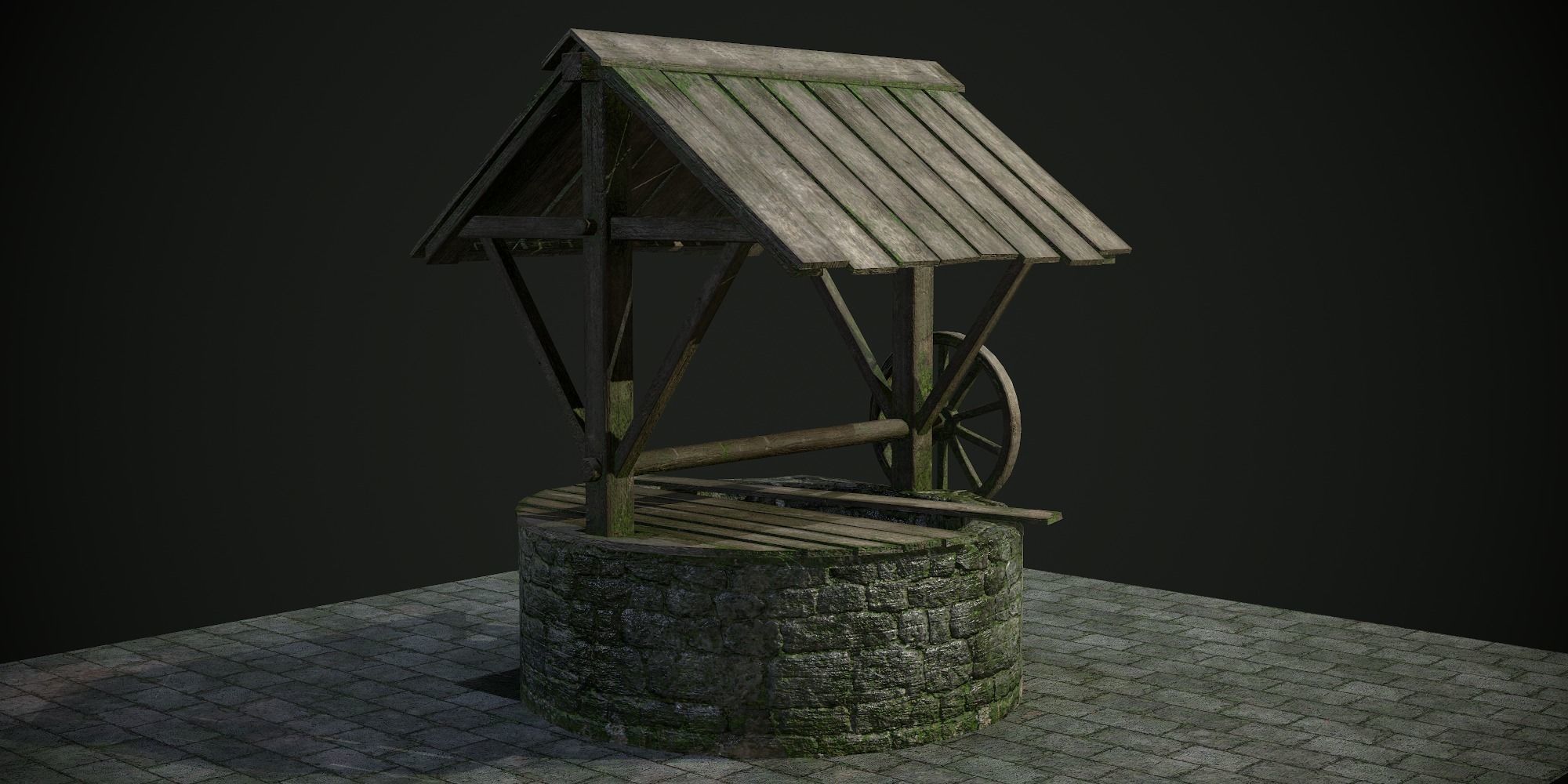 Ancient Stone Well for Games Low-poly 3D model_2