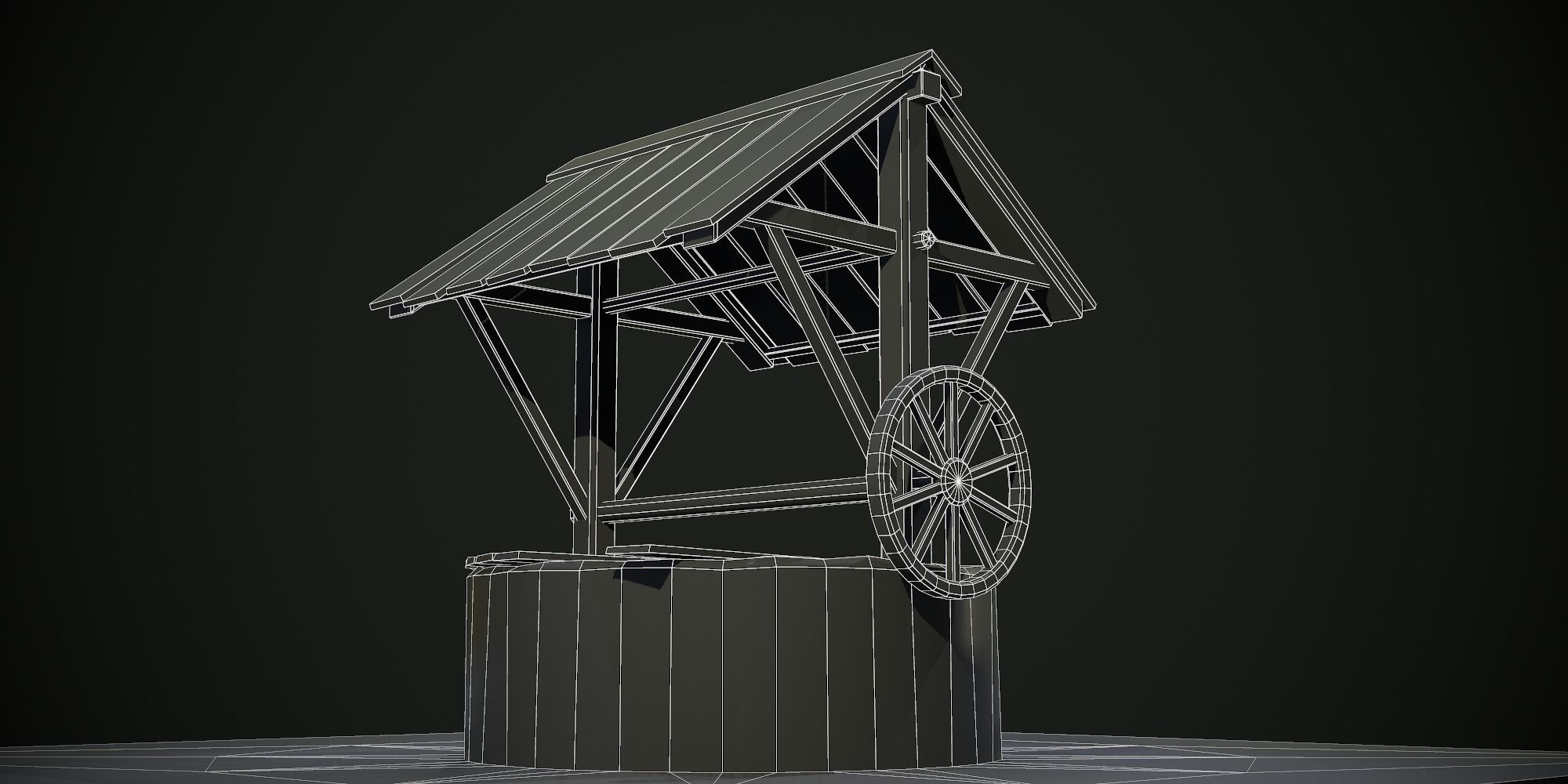 Ancient Stone Well for Games Low-poly 3D model_19