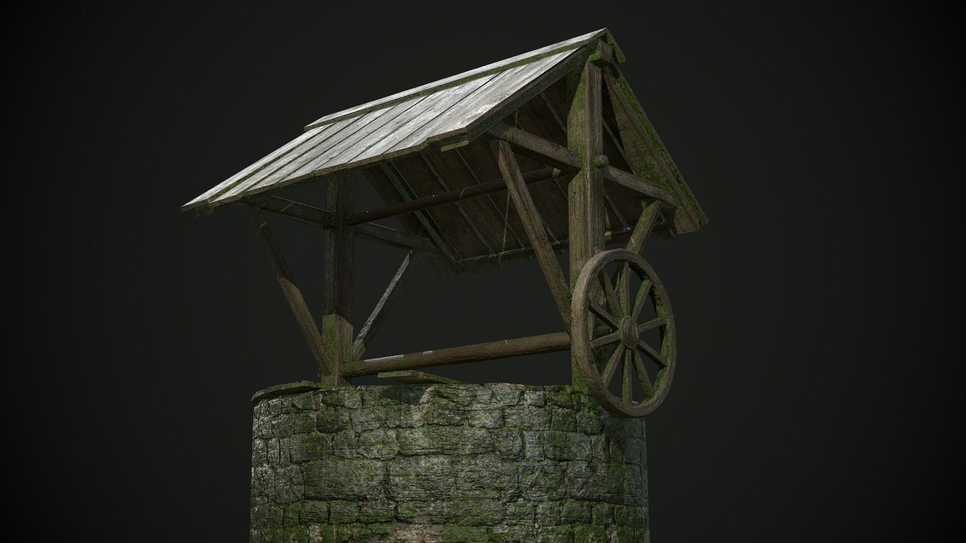 Ancient Stone Well for Games Low-poly 3D model_15