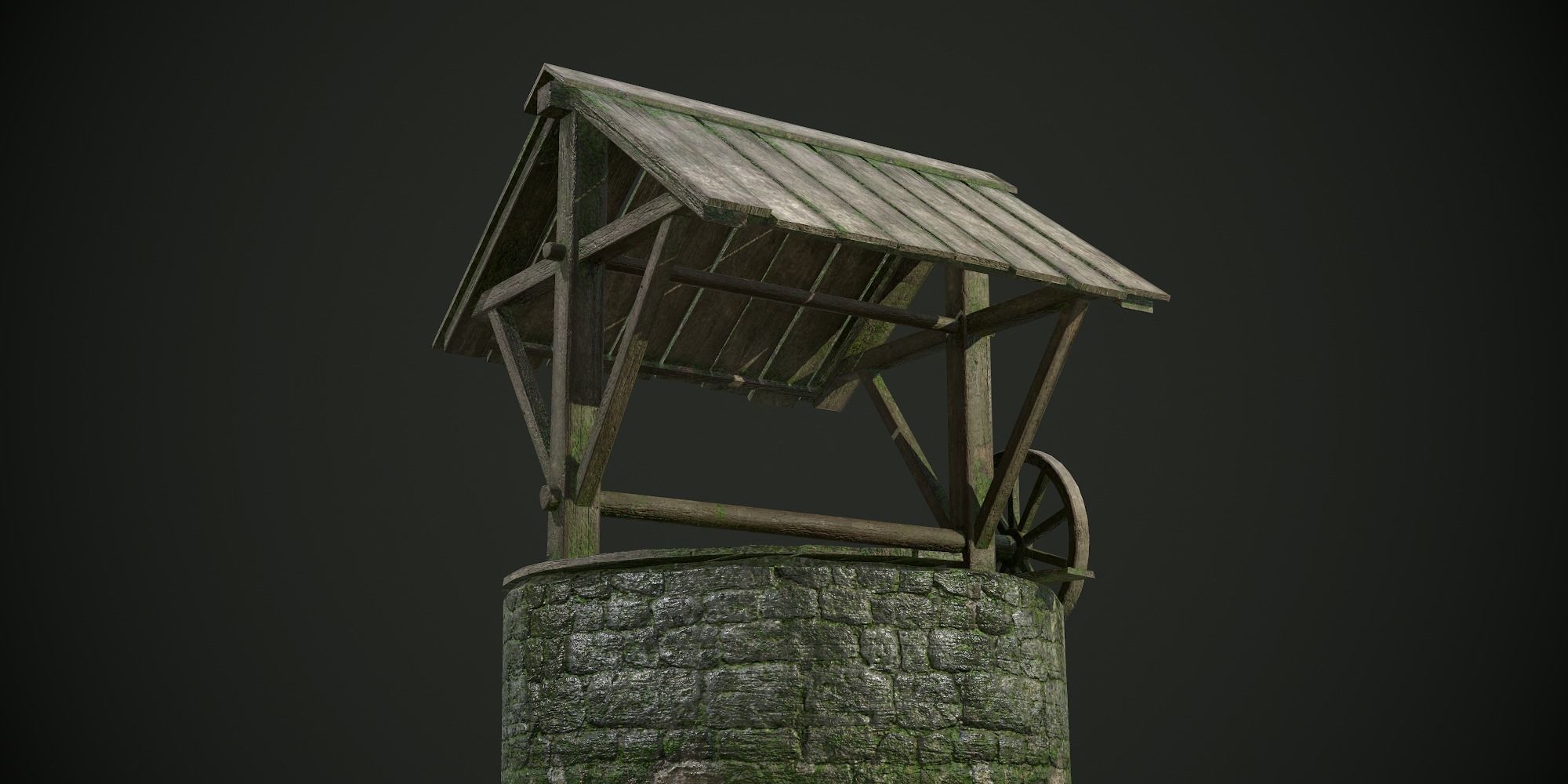 Ancient Stone Well for Games Low-poly 3D model_9