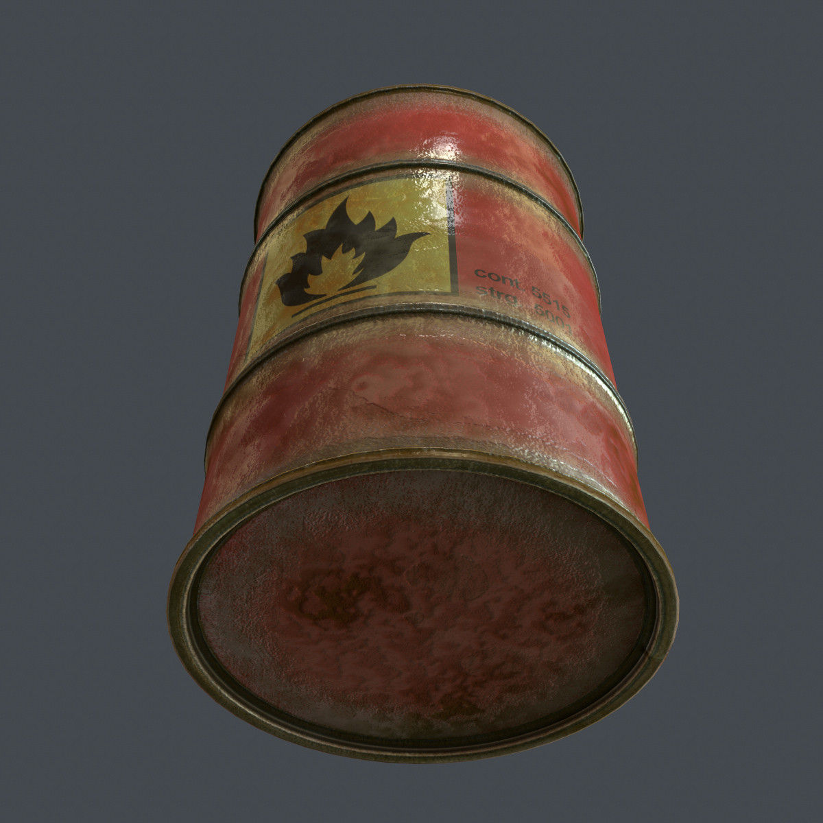 Flammable Barrel 3D model_1