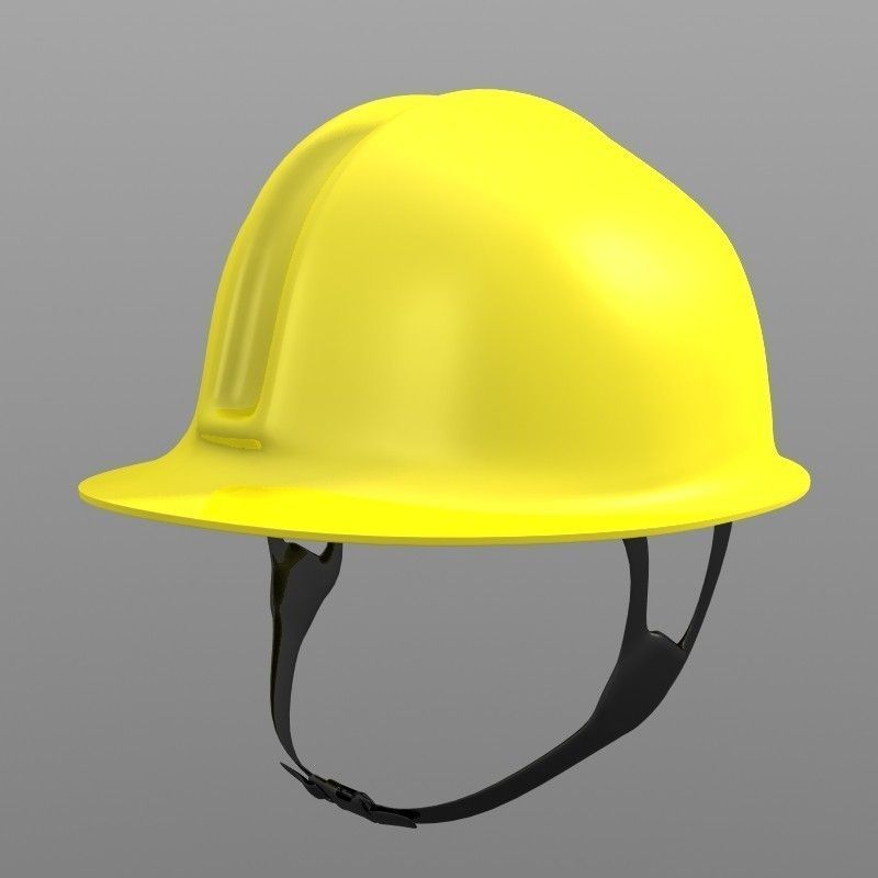 Yellow Construction Helmet 3D model_2