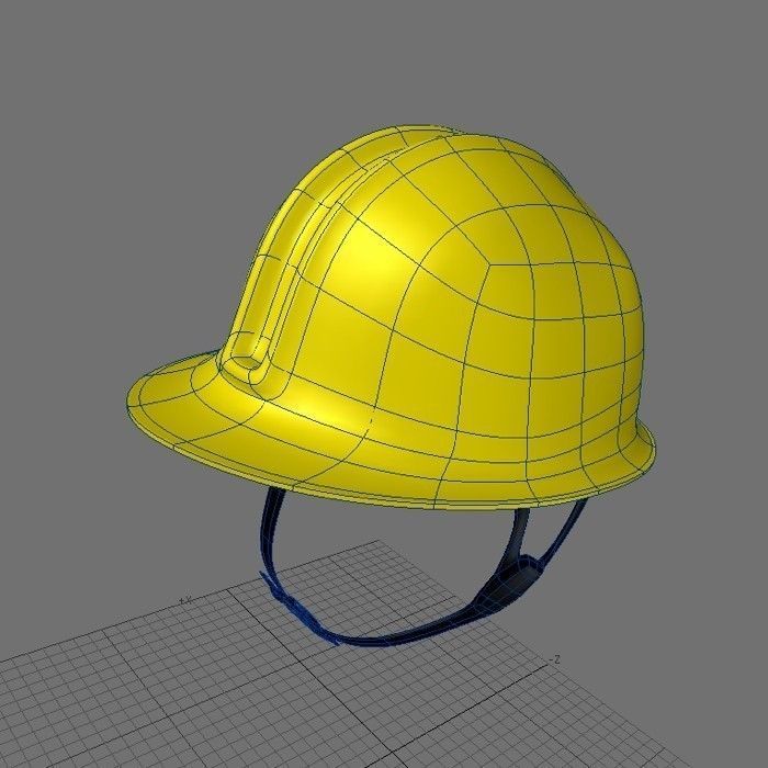 Yellow Construction Helmet 3D model_3