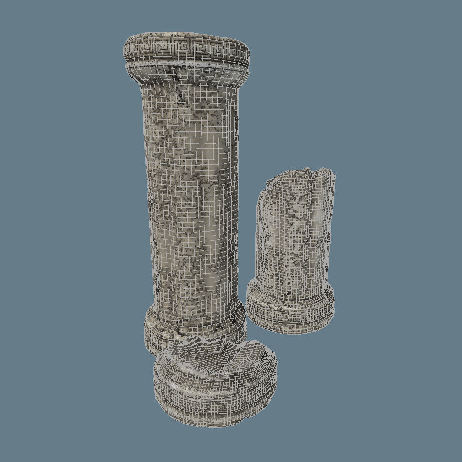 Realistic Damaged Pillars 3D model_5