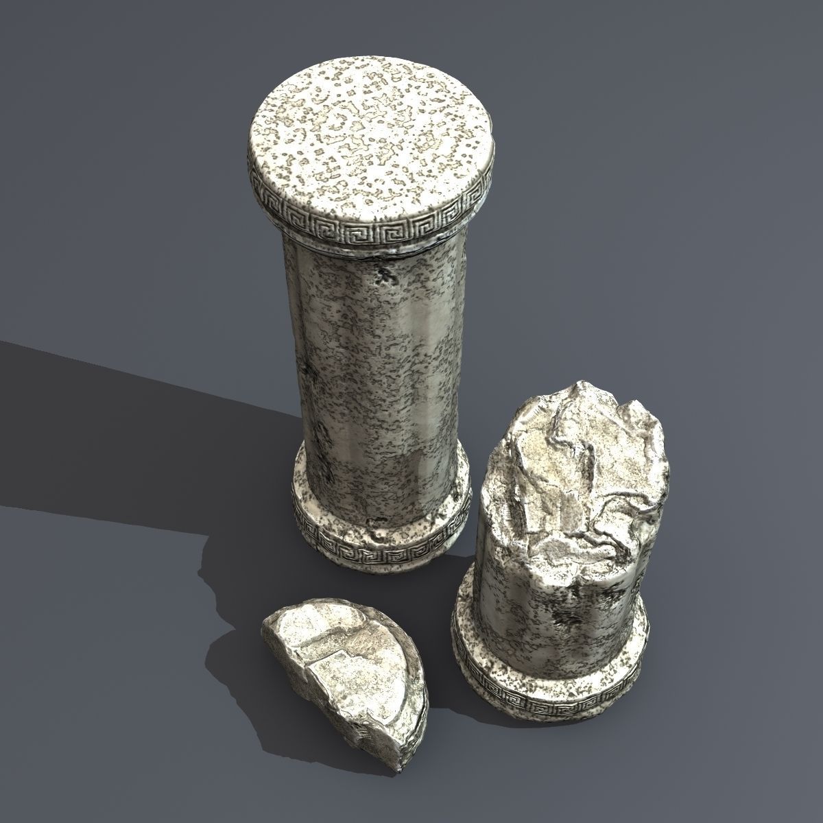 Realistic Damaged Pillars 3D model_3