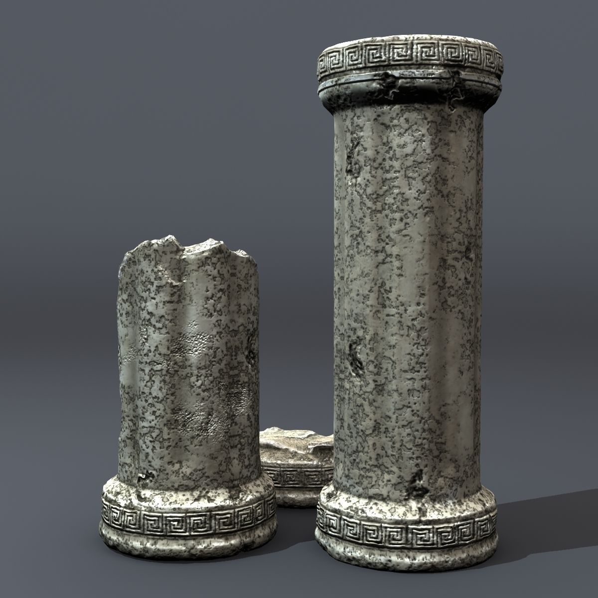 Realistic Damaged Pillars 3D model_2