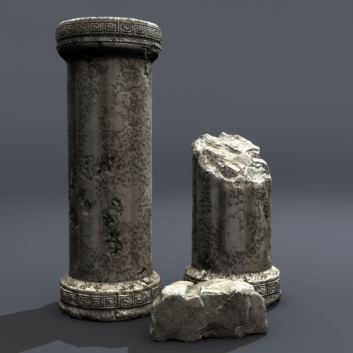 Realistic Damaged Pillars 3D model_1