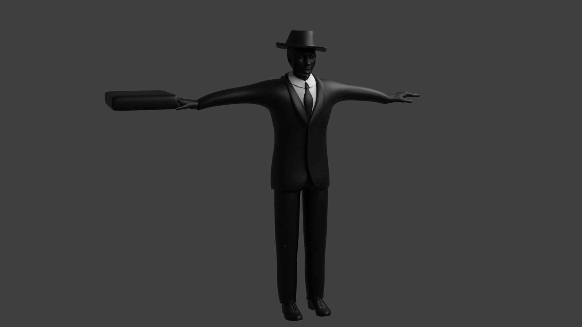 Business Man Walks With Suitcase Cartoon style 3D model_2