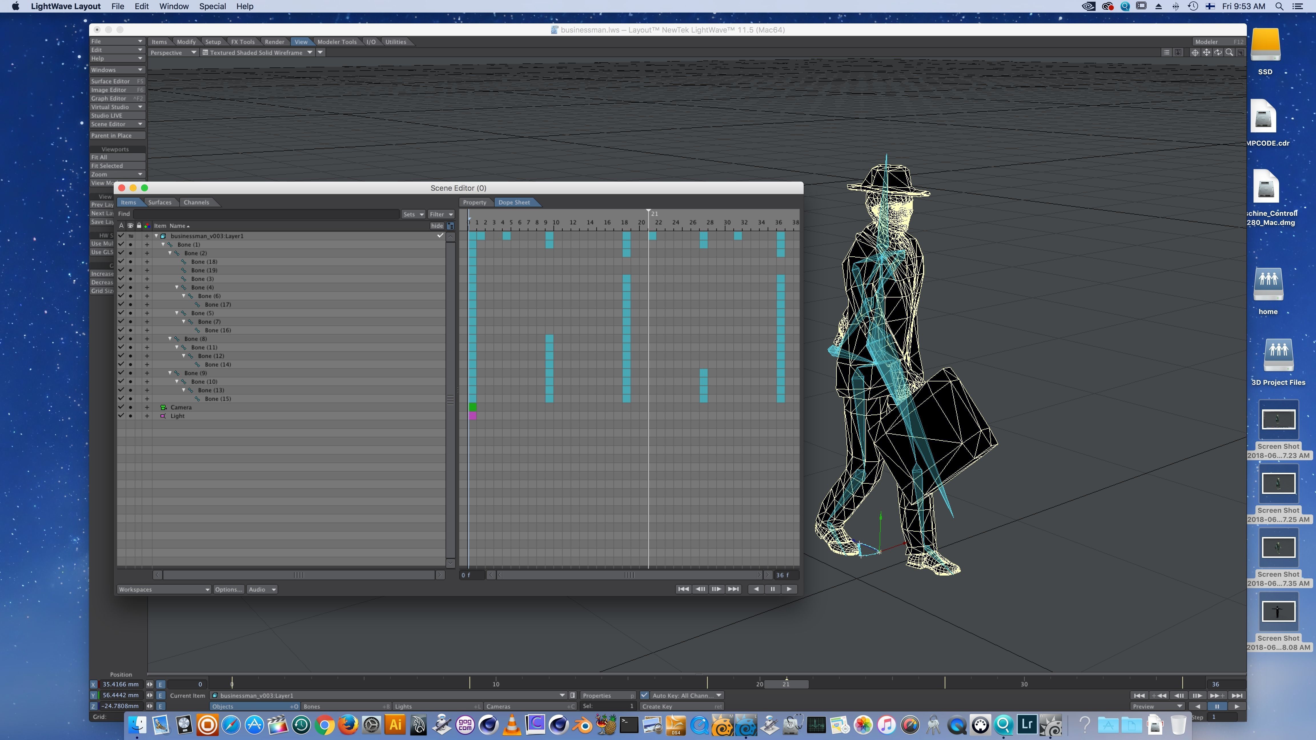 Business Man Walks With Suitcase Cartoon style 3D model_8
