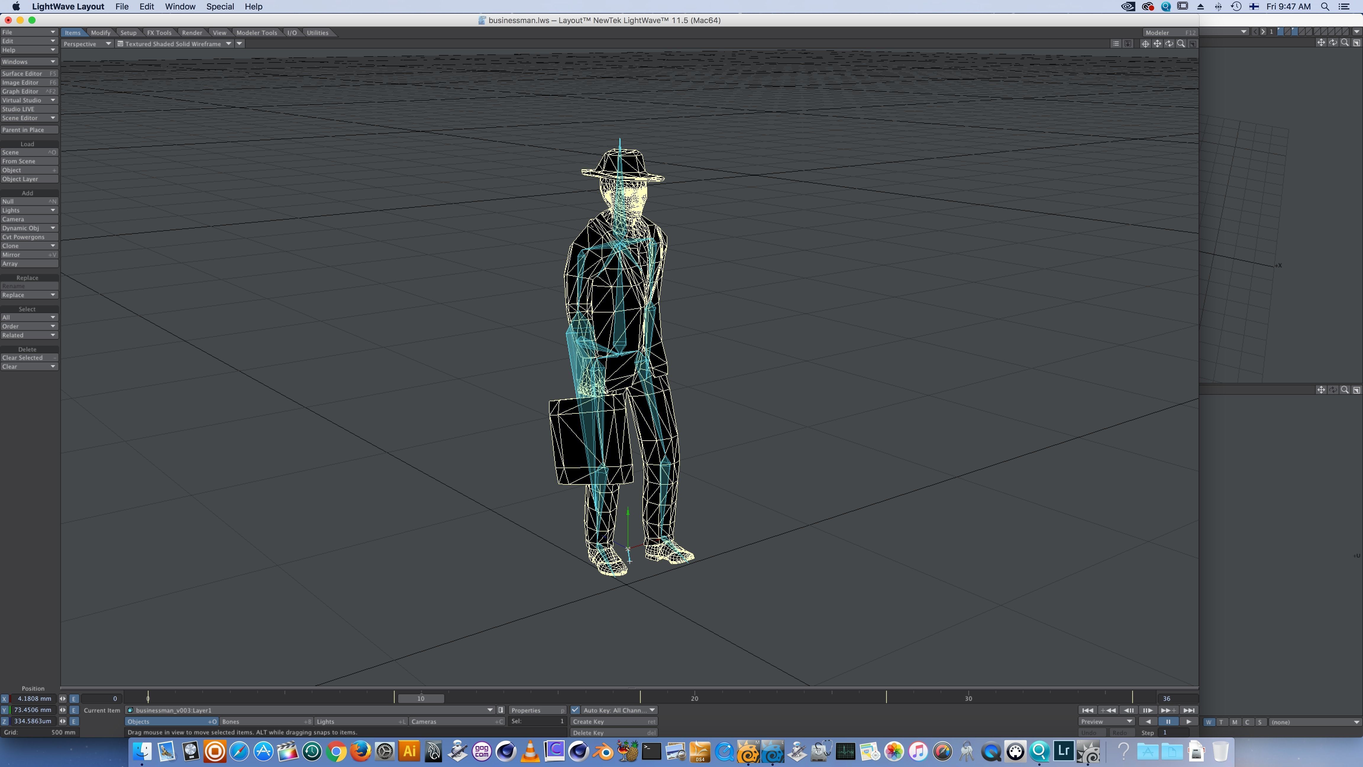 Business Man Walks With Suitcase Cartoon style 3D model_11