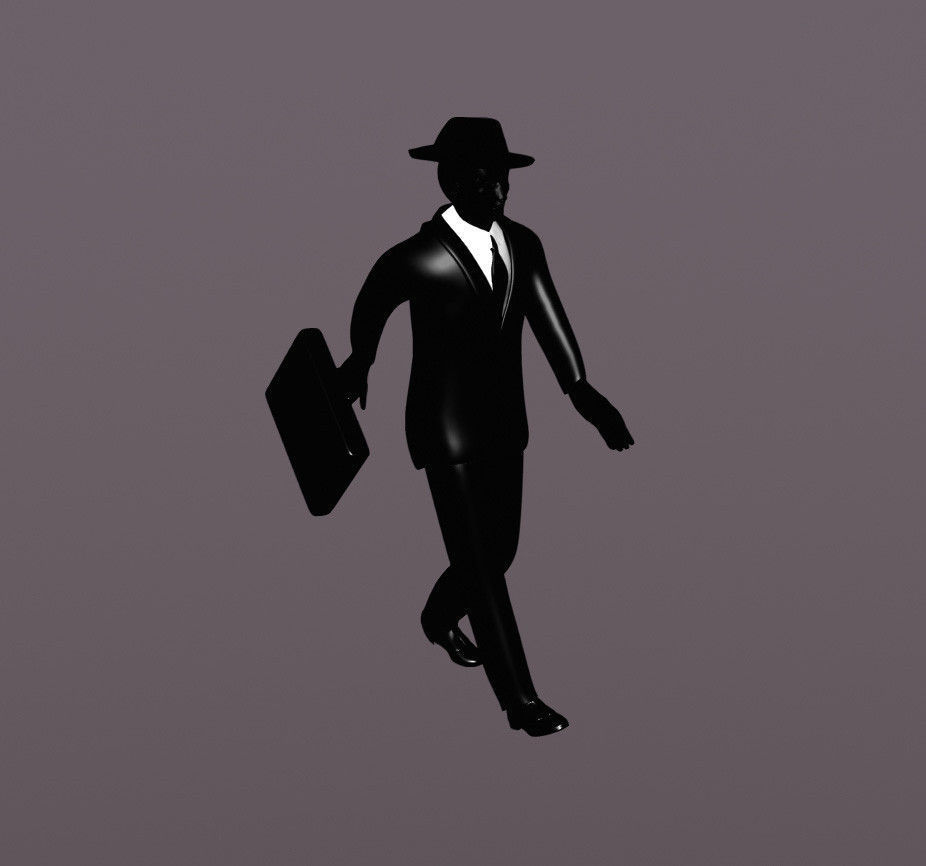 Business Man Walks With Suitcase Cartoon style 3D model_3