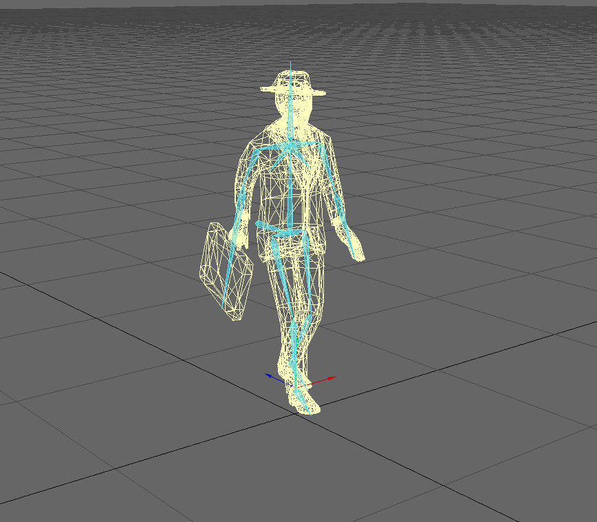 Business Man Walks With Suitcase Cartoon style 3D model_5