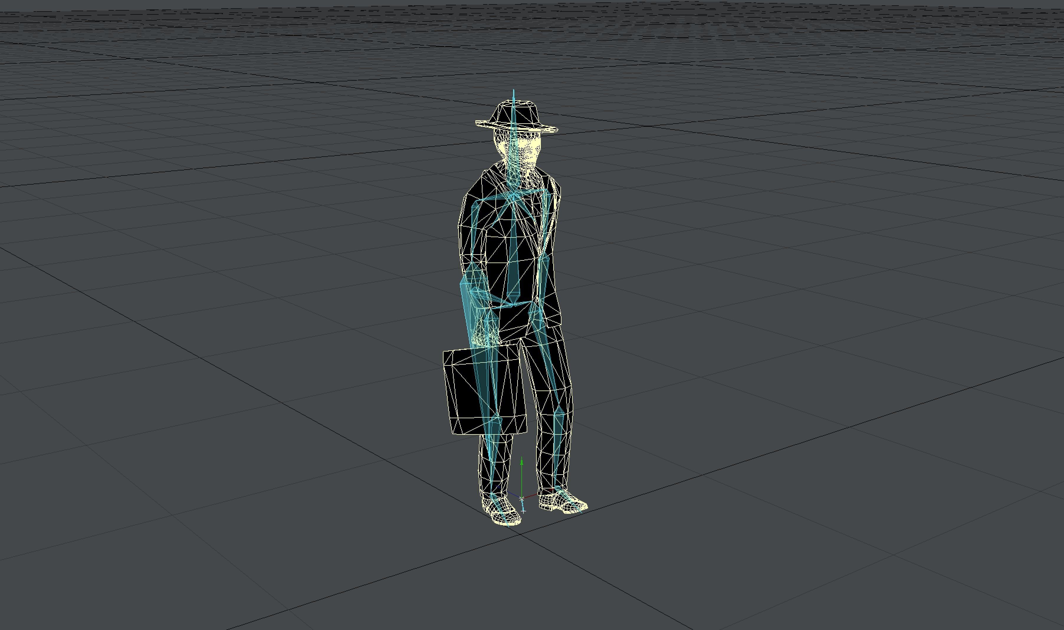 Business Man Walks With Suitcase Cartoon style 3D model_9