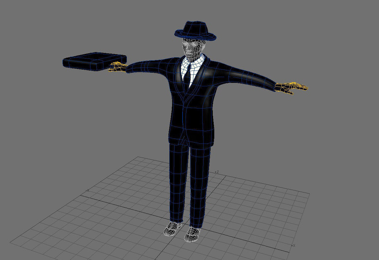 Business Man Walks With Suitcase Cartoon style 3D model_4