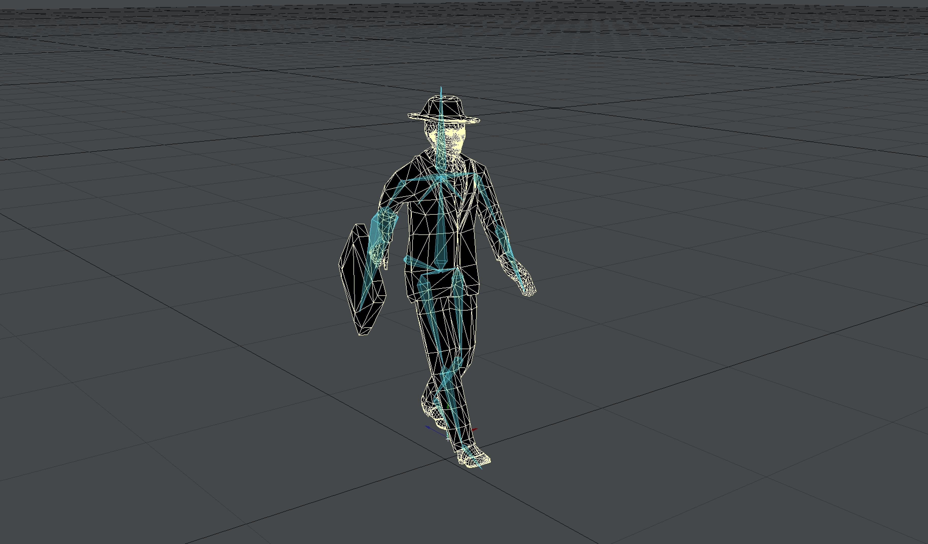 Business Man Walks With Suitcase Cartoon style 3D model_10