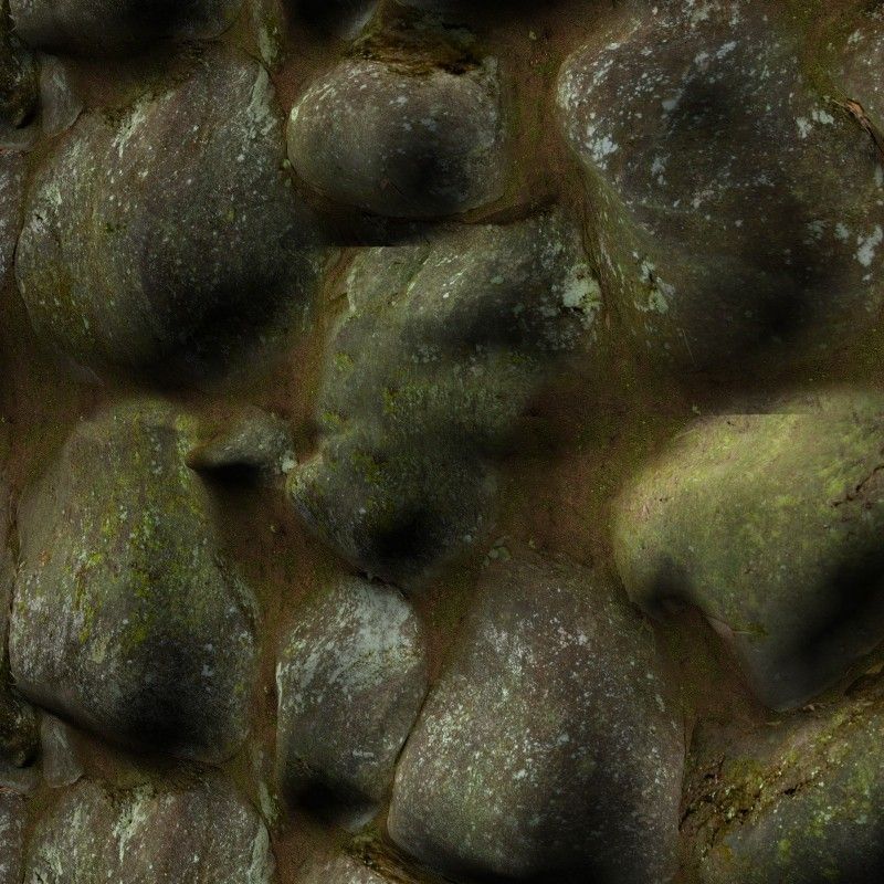 Tilable Mossy Rock wall 3D model_2