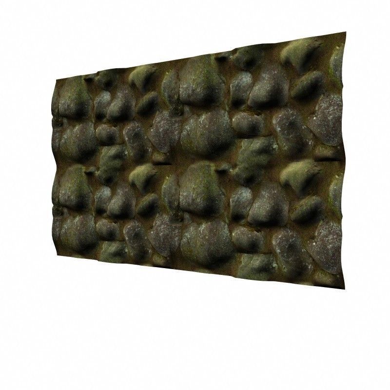 Tilable Mossy Rock wall 3D model_1