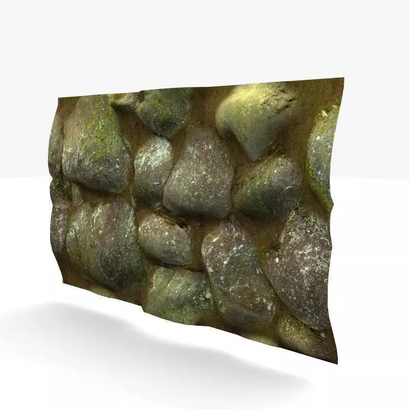 Tilable Mossy Rock wall 3D model_0