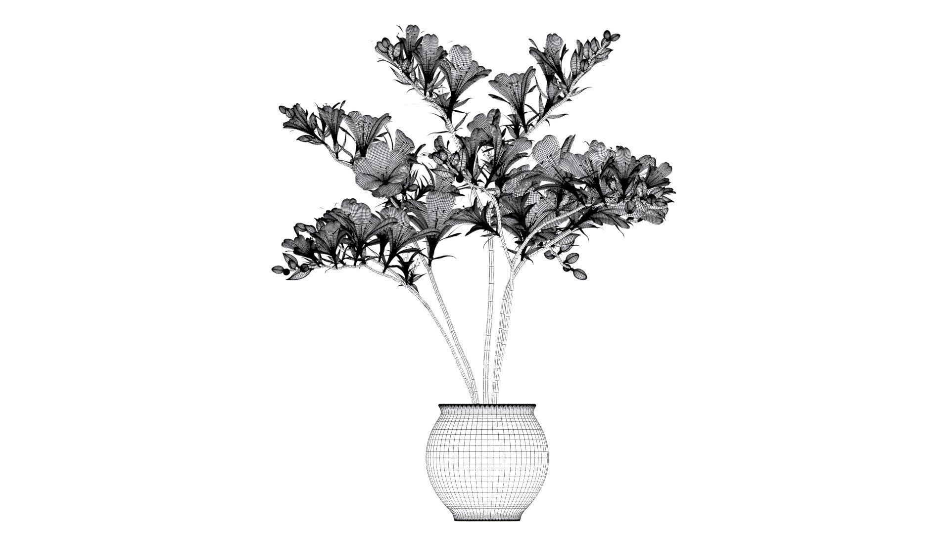 Red-Yellow Flowers in Pot Low-poly 3D model_7