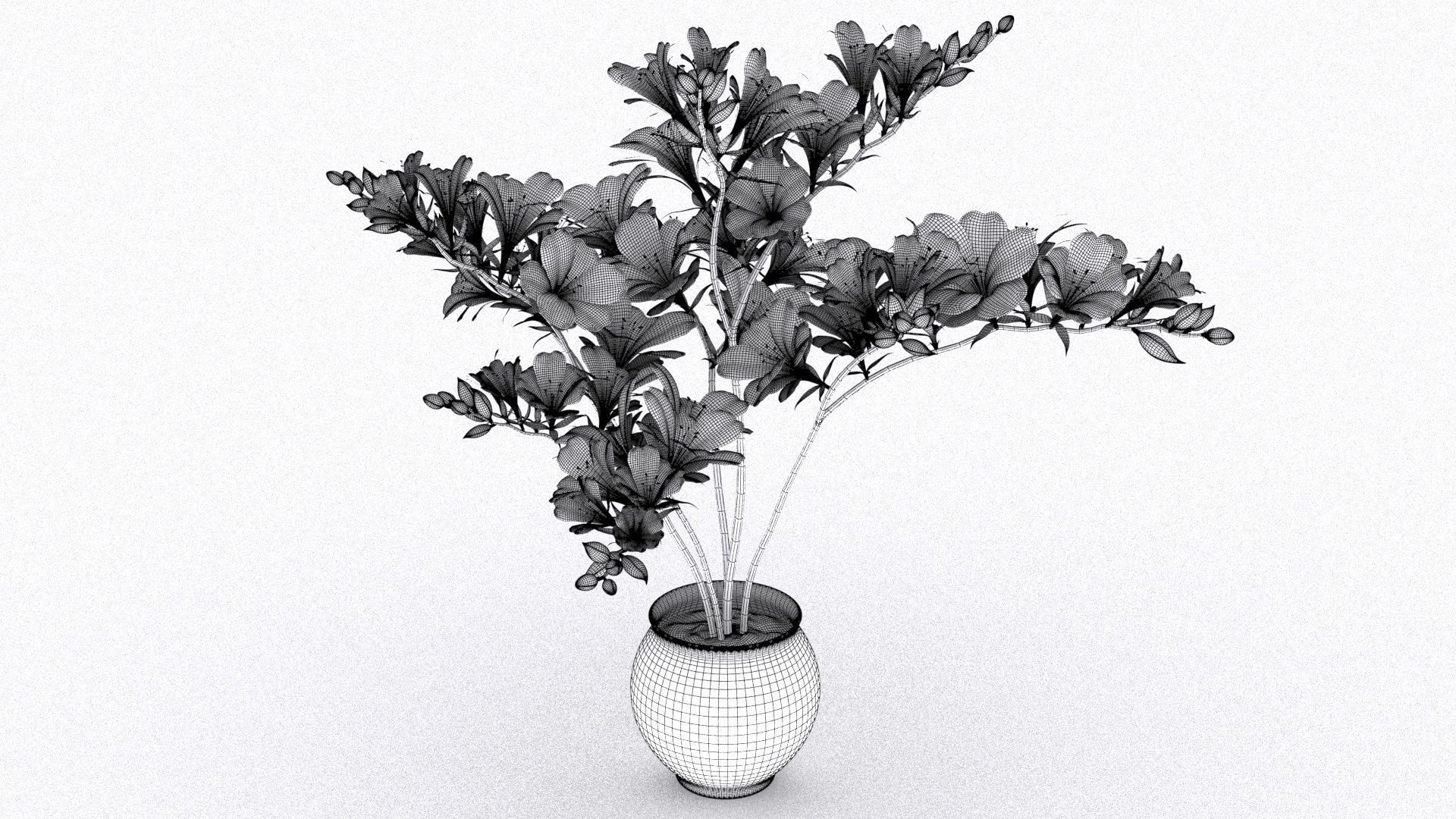 Red-Yellow Flowers in Pot Low-poly 3D model_4