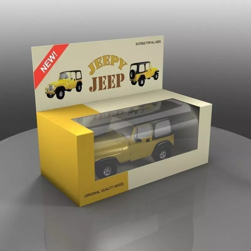 Yellow Toy Car in a Package 3D model_0