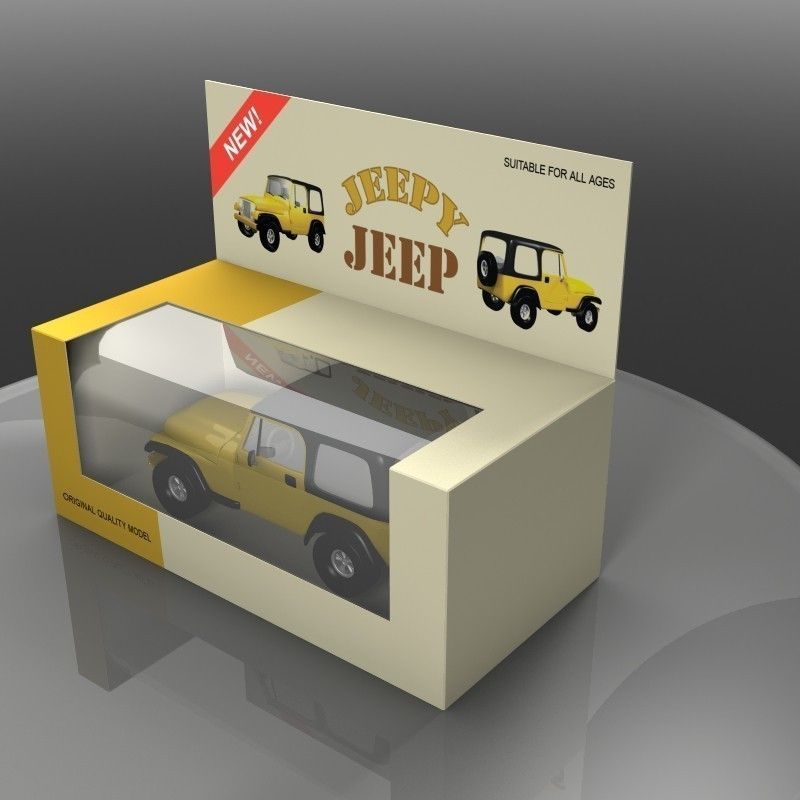 Yellow Toy Car in a Package 3D model_1