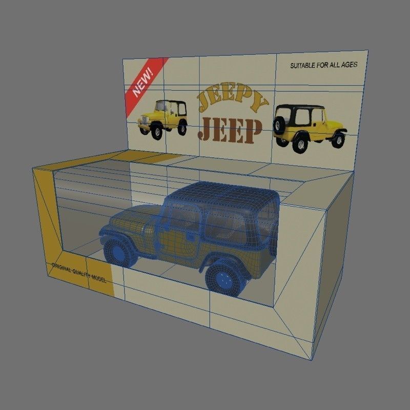 Yellow Toy Car in a Package 3D model_9