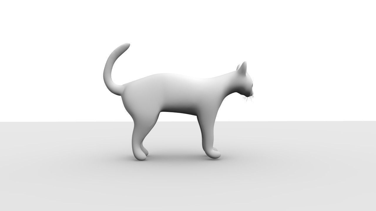 White Domestic Cat 3D model_1