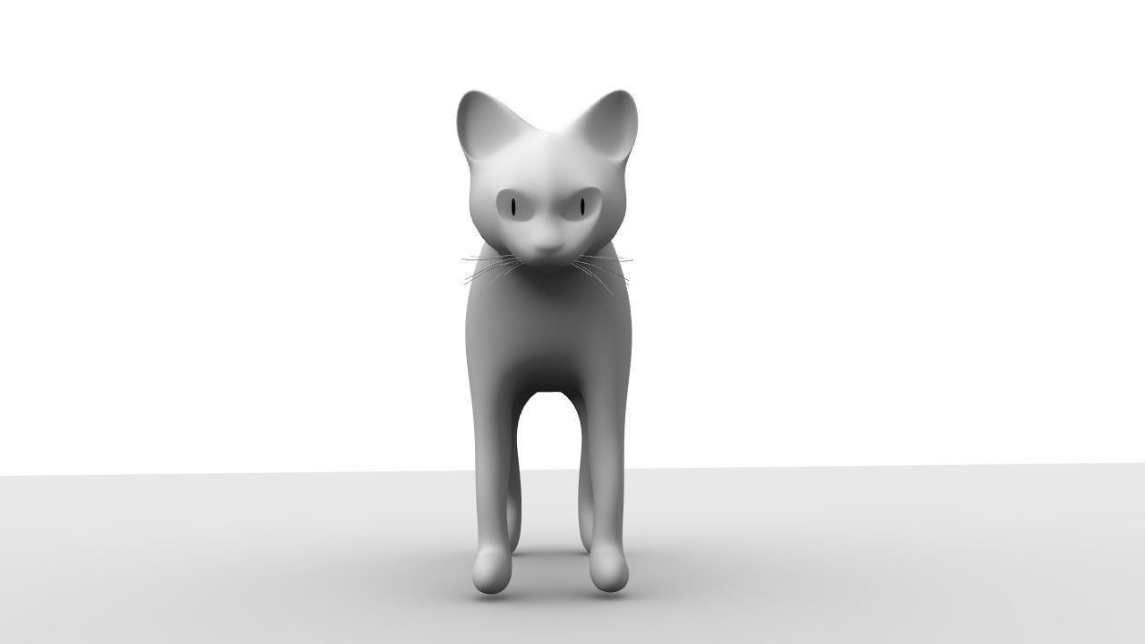 White Domestic Cat 3D model_2